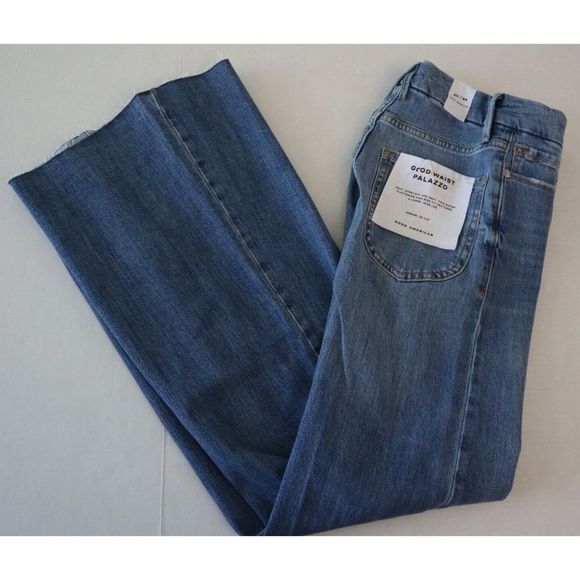 Good American GWP255T Women's Sz 00/24 Indigo Blue Good Waist Palazzo Jeans $149 - Picture 10 of 10